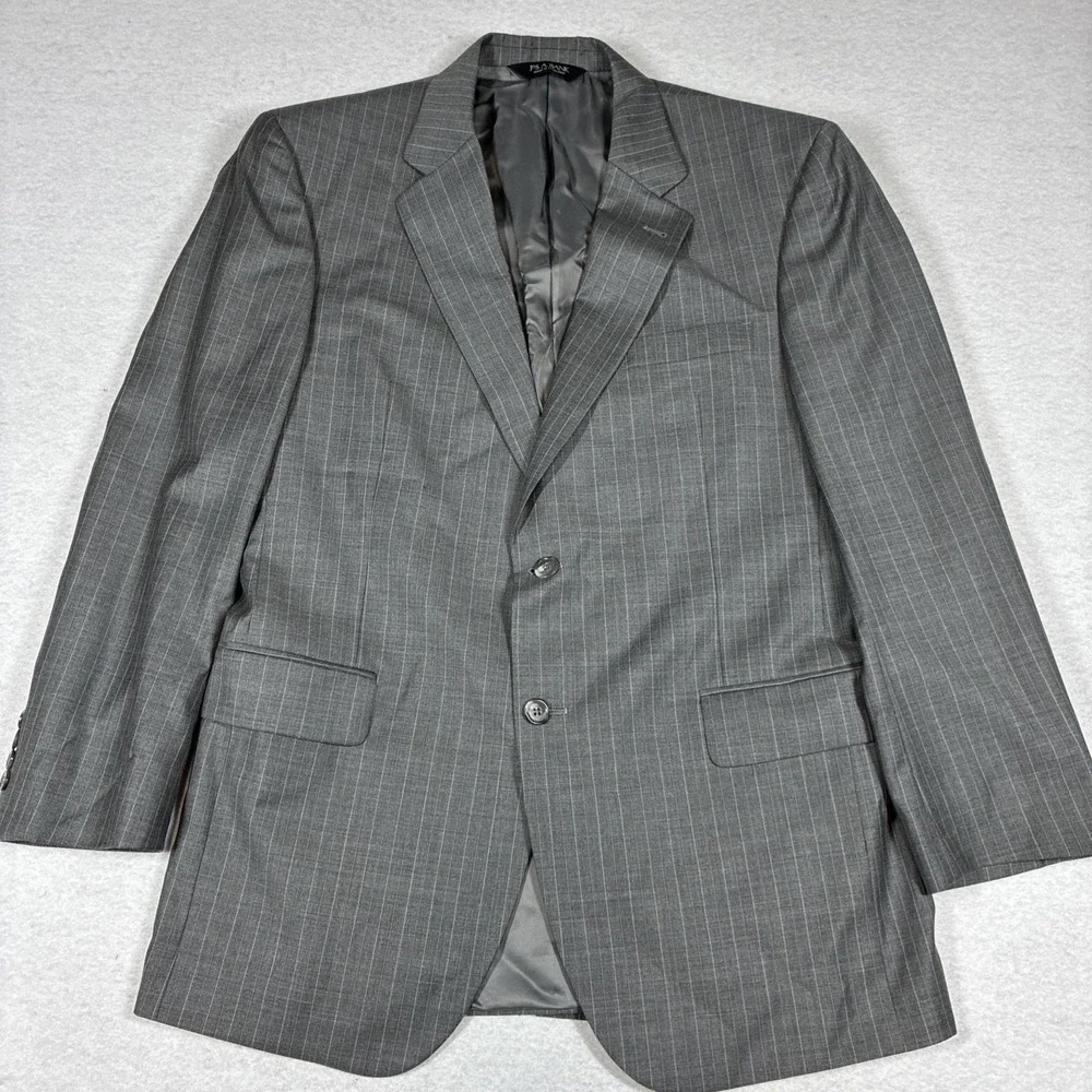 Jos. A Bank Signature Men's Wool Gray Pinstripe Suit 2 Piece 42R 35x30